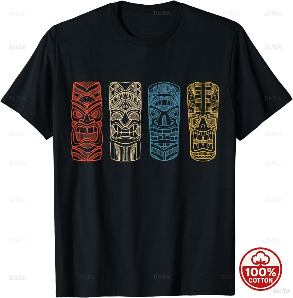Vintage Tiki Hawaiian Polynesian Mask Totems Gift Tshirt Unisex Cotton Loose Clothing Tops Graphic T Shirts Vintage Streetwear