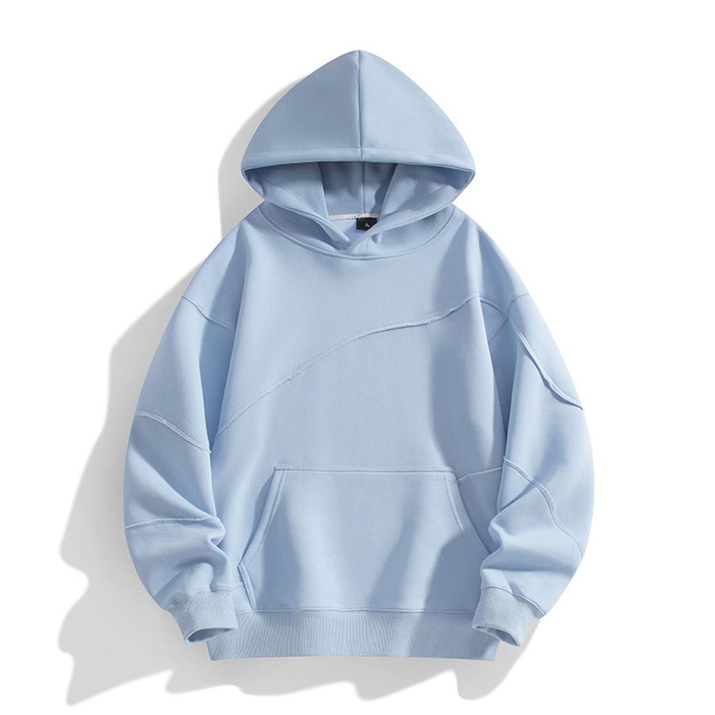 Men's Solid Color Plush Sweatshirt Hoodie Men's Sports Large Size Casual Sweatshirt