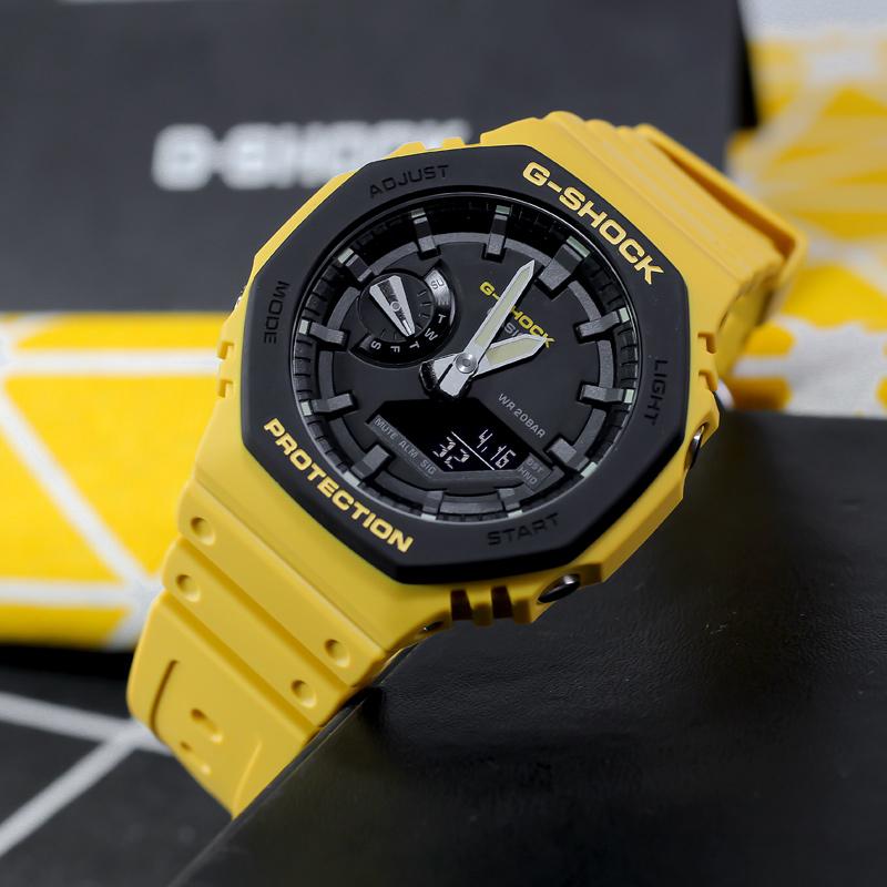 Casio LCD/Pointer Dual Display Series Octagonal Farmhouse Oak Bruce Lee Color Matching Street Retro Waterproof Sports Quartz Movement GA-2110SU-9A