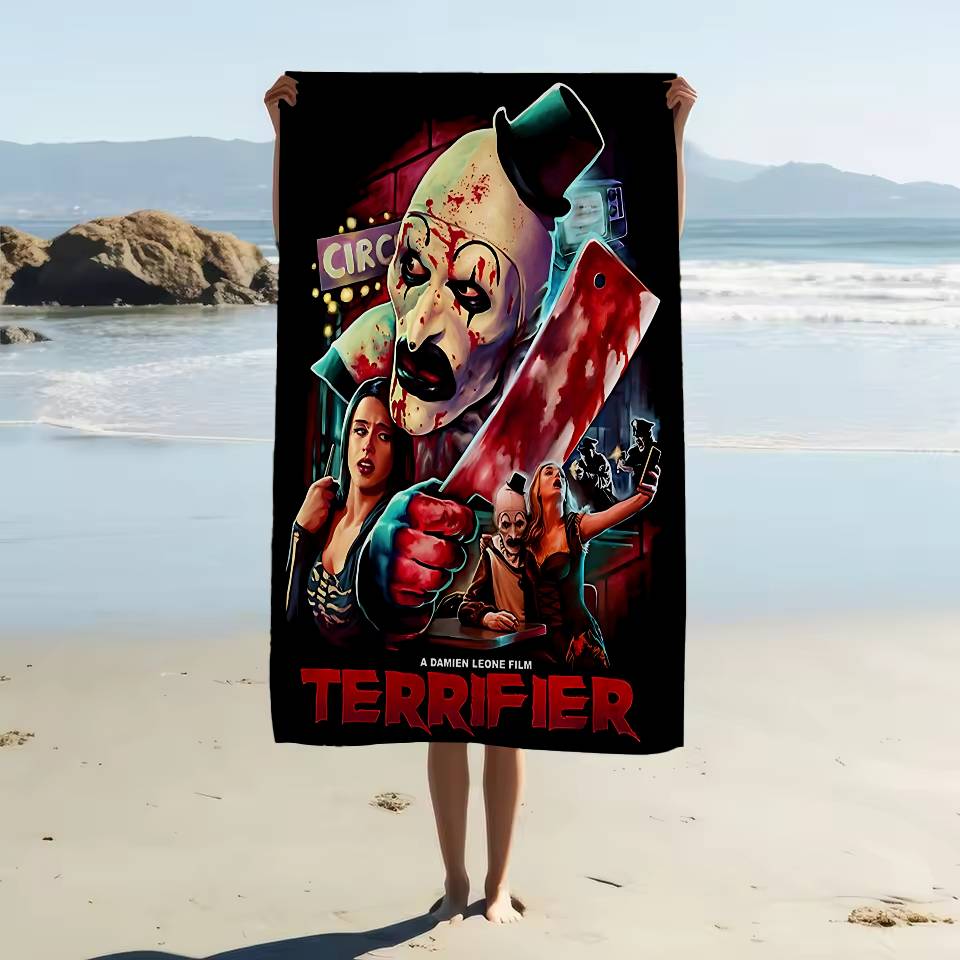 Terrifier 2 Horror Movie Microfiber Beach Towel Absorbent Quick Dry Soft Yoga Swimming Resort Mountain Climbing Towel