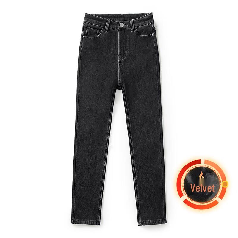 

Women s High Waist Washed Slim Fit Straight Leg Fleece Lined Pants M