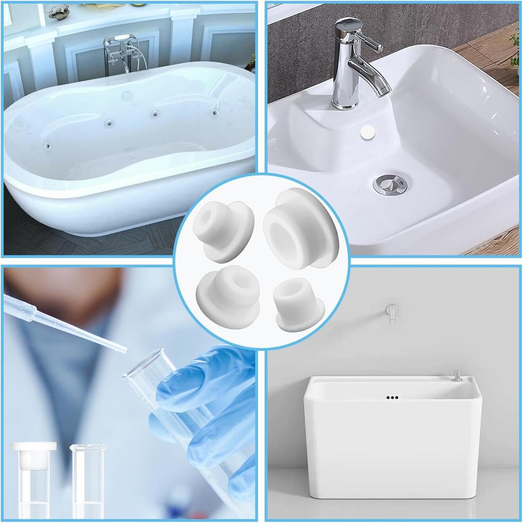 32 PCS Bathtub Jet Covers Silicone Hole Plug Waterproof Tube Plugs White 4 Sizes Bathtub Plug Fit for 12mm 14mm 16mm 22-23mm Bathtub Hole