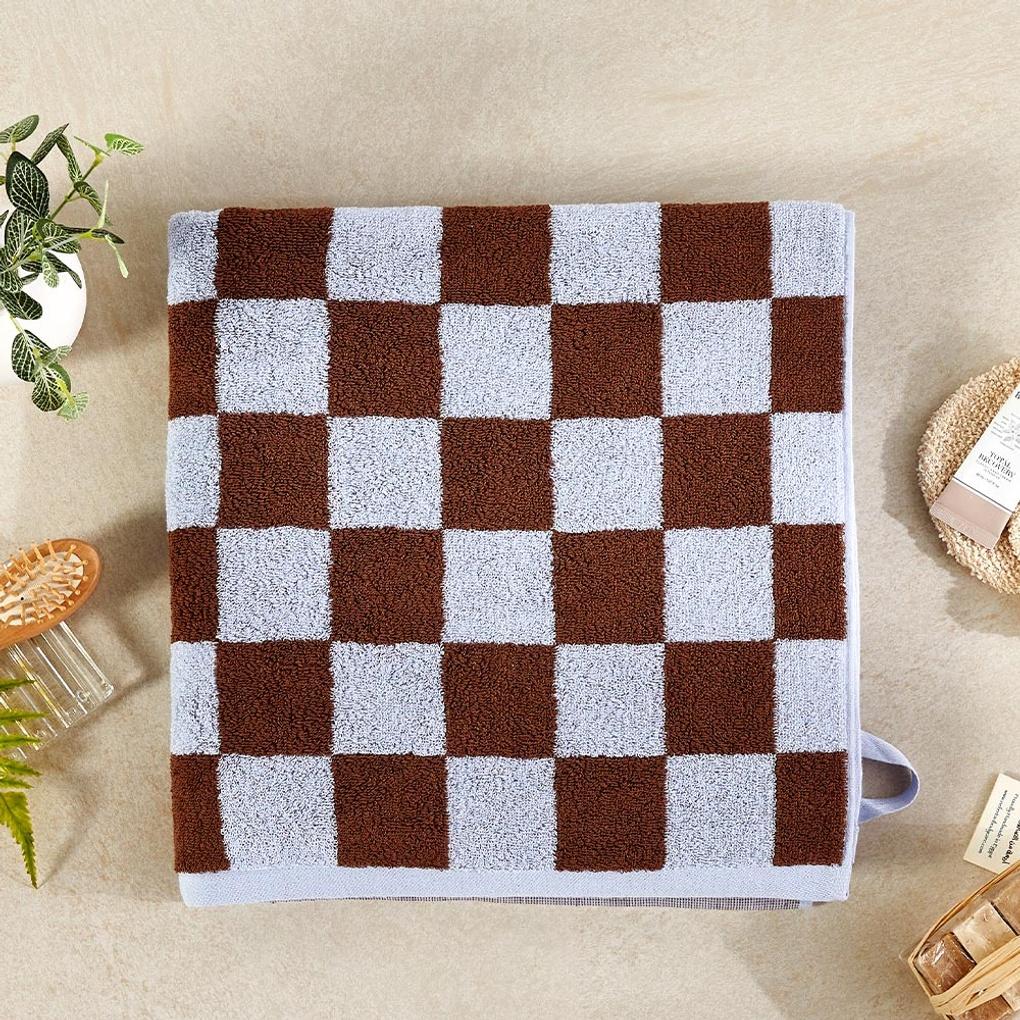 

Big Checkerboard Bath Towel DUST BLUE 70X140cm 460g_BG0124076