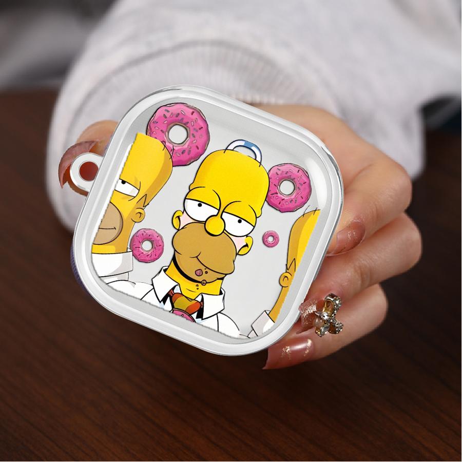 Cartoon The S-simpsons Clear Earphone Cases Cover With Hook Case For Samsung Galaxy Buds 4Pro 4 Pro 2 Live 2Pro 3 FE 3Pro