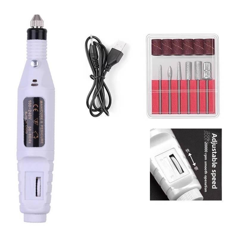Nail Grinder Electric Manicure Tool With 6 Attachments For Thick Toenails And Elder Use белый