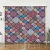Curtains Bright Bohemian Lattice Sunshade Digital Printing Curtains Blackout No Punching