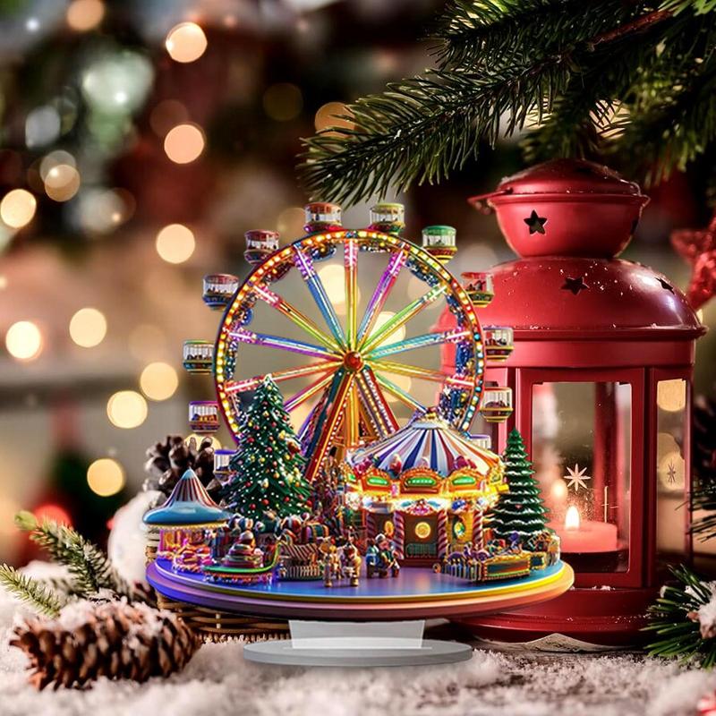 Ferris Wheel Accent Ornament Acrylic Ferris Wheel Display Board 2D Desktop Ferris Wheel Decor Christmas Tree Decoration For