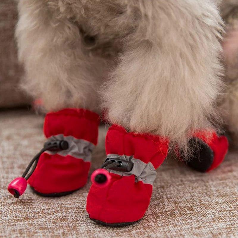 4 stücke Rutschfeste Welpen Schuhe Haustier Schutz Weichen sohlen Haustier Hund Schuhe Winter Prewalkers Weiche Liefert Haustier Pfote Pflege