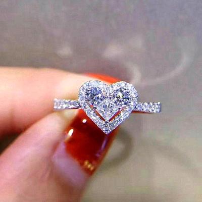New Fancy Heart Engagement Rings for Women Chic Temperament Sweet Love Accessories Romantic Proposal Gift Statement Jewelry