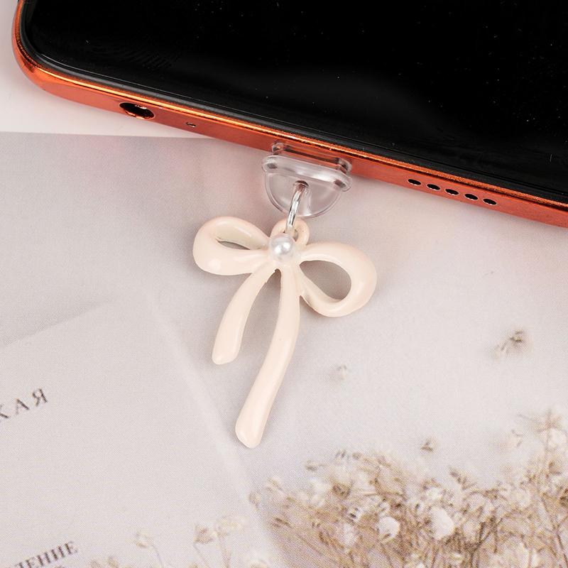 Phone Dust Plug Pendant For Type-C Port Cute Bow Mobile Phone Dust Plug Charging Port Protector Anti-Dust Plug Cover