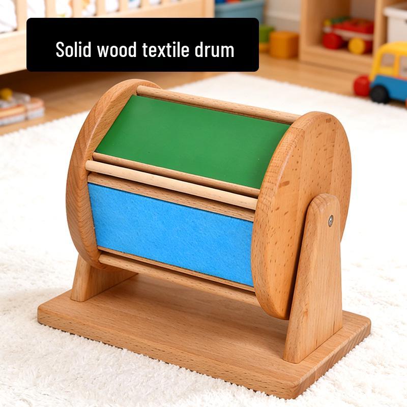 Beech Wood Rainbow Drum: Montessori Color Recognition Toy for Infants & Toddlers (0-3 Years).