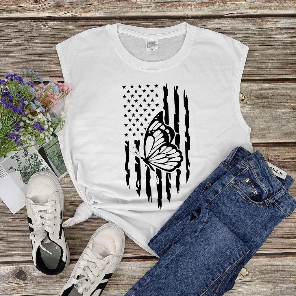 Lässiges, lockeres Tanktop für Damen mit Aufdruck „Independence Day Series“