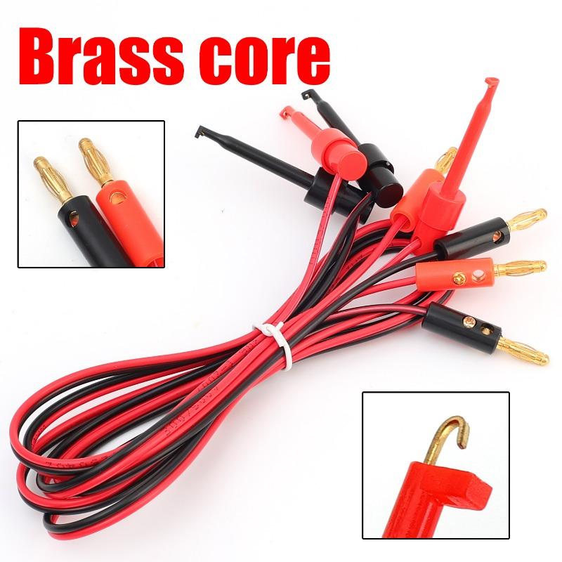 1M 4mm Banana Plug To Electric Hook Clip Test Cable Gold Plated for Multimeter Test Leads Wire Connector Red Black Banana Tester