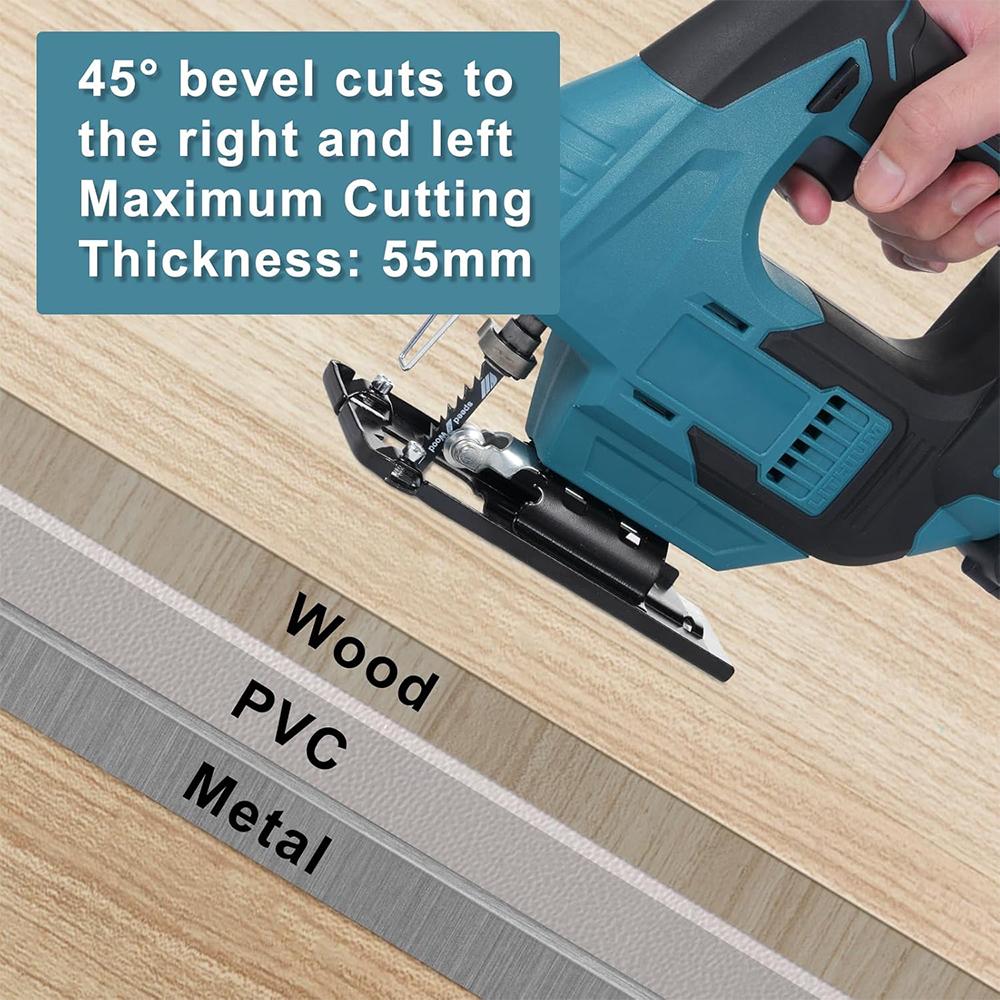 Cordless Jig Saw For Makita 18V-21V Electric Curved Saw With LED Lights And Infrared Linear Cutting Assist System (No Battery)