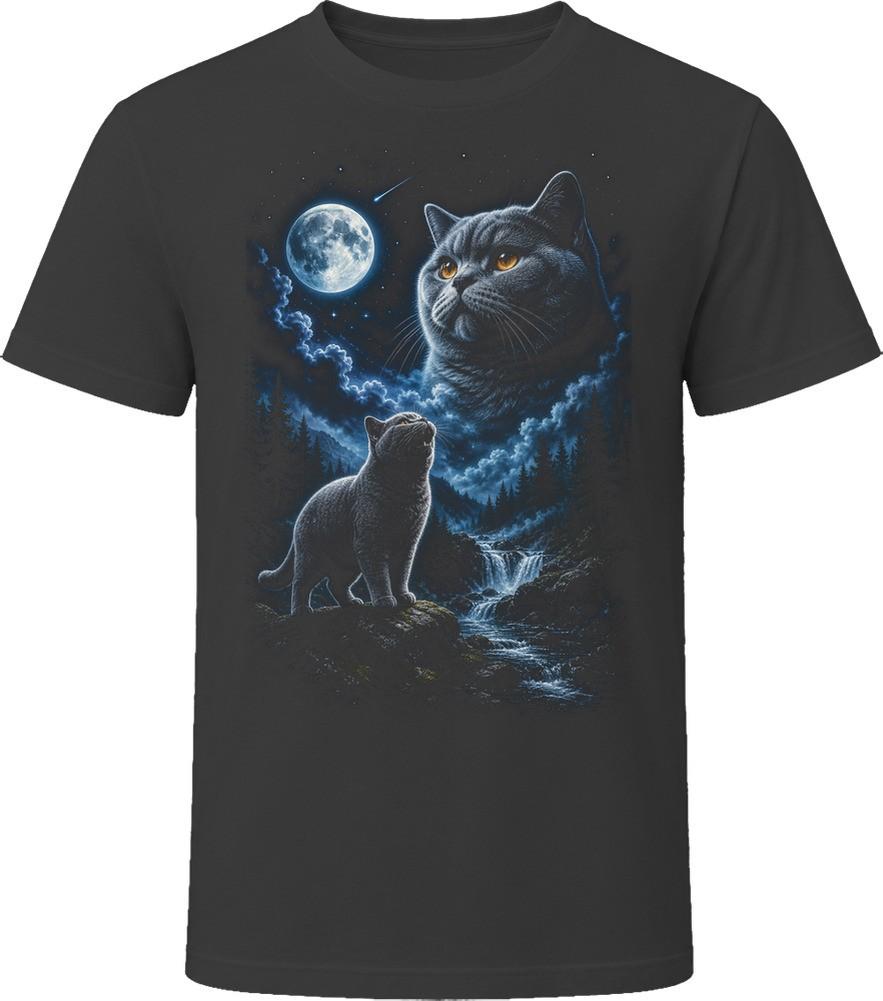 British Shorthair Cat Howling At the Moon T-Shirt