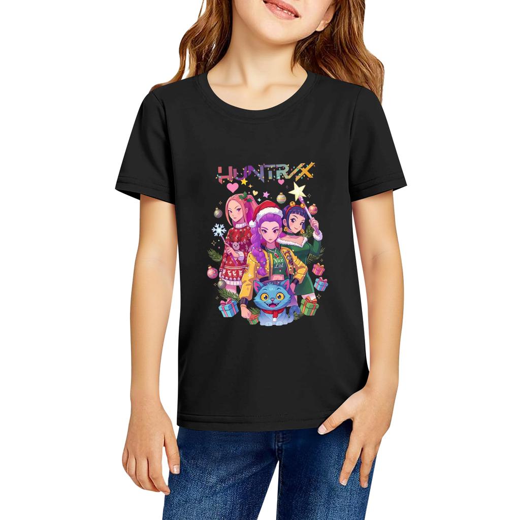 Fashionable Round Neck Short Sleeve Work Clothes Printed Tops For KID Summer Tops