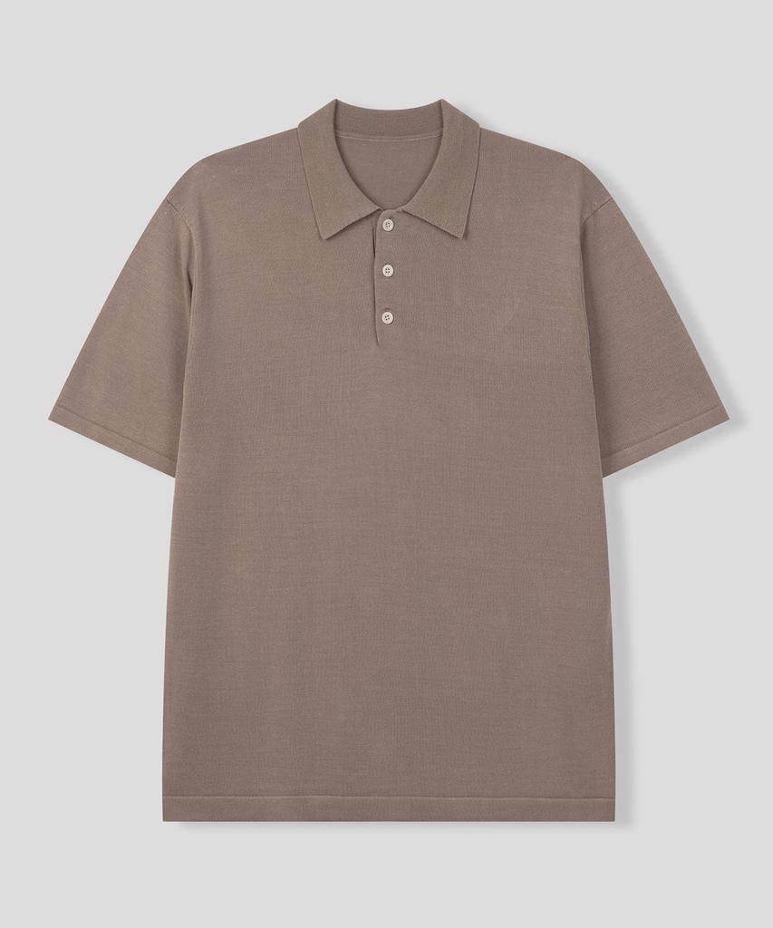 BLACK MOMENT Rayon Blended Knit Polo Shirt [Mocha Brown]