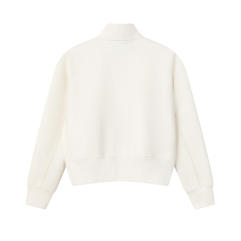 Fila White All Day Fashion Simple Classic Retro Sports Casual Personality Relaxed Versatile Comfortable Half-Zip Stand Collar Sweatshirt F11W613205FIV