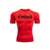 Men's Compression Shirt Quick Dry Black Gym T-Shirt Red Gradient Death Metal Drip Font Print Sportswear