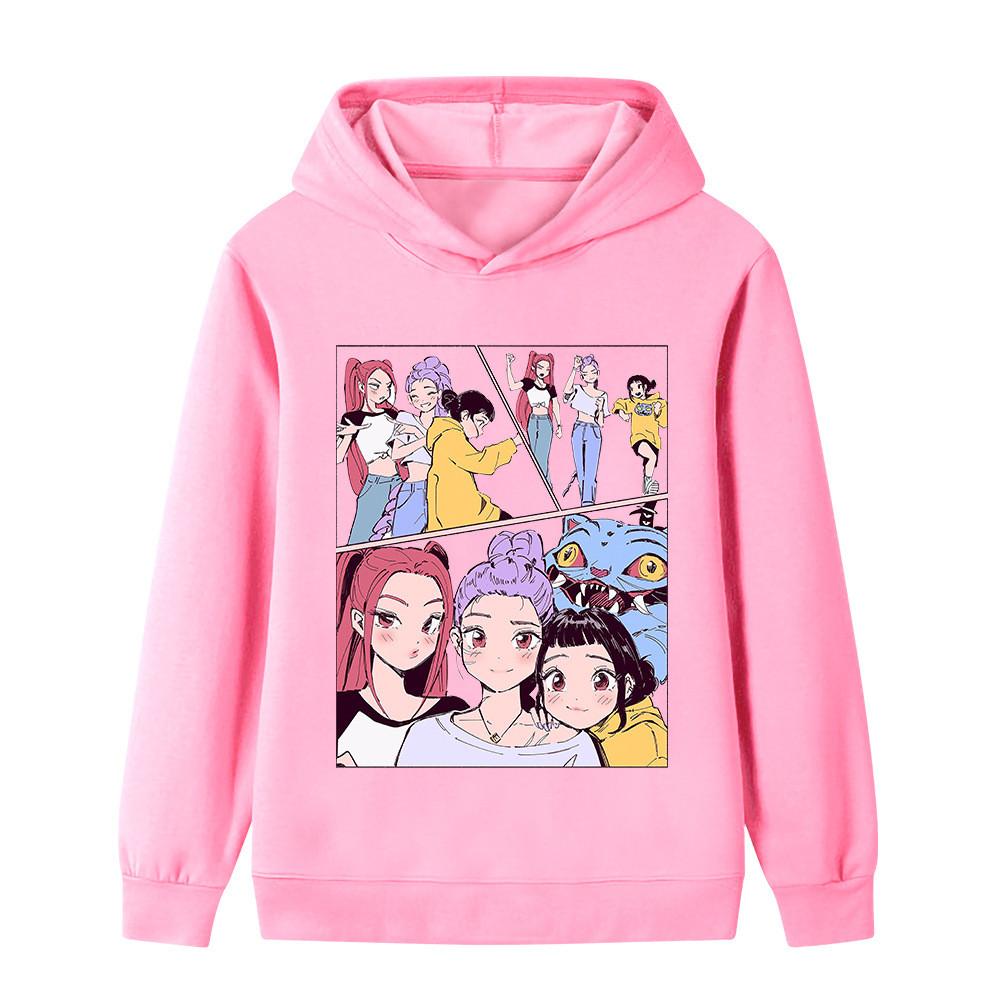 B1238 Kids Boys Girls Kpop Rumi Zoey Mira Print Long Sleeves Hoodie