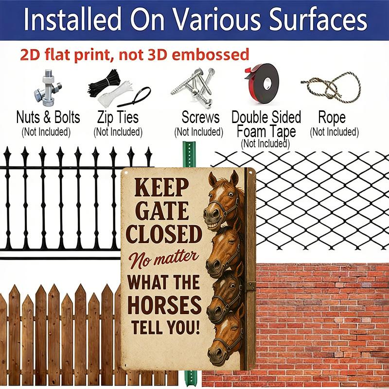2D Flat, Farmhouse-style Home Aluminum Sign, Humorous Horse-themed Pattern, Equestrian Enthusiast's Quote Decoration, Suitable for Rural Style and