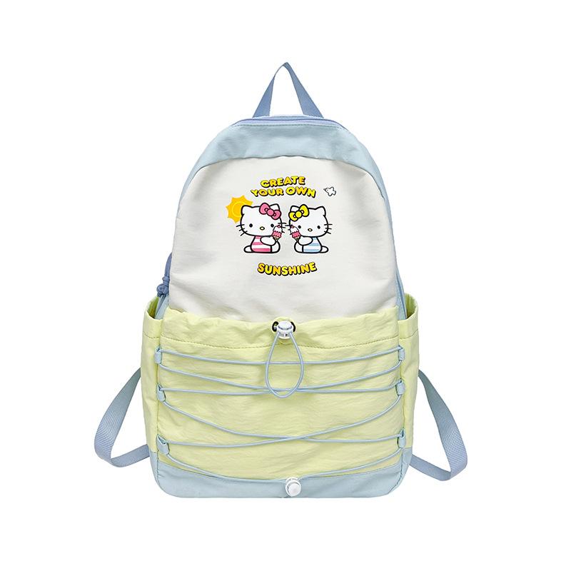 New Spring Nylon Lightweight Color-Block Sports Travel Backpack Large Capacity Student Backpack синий