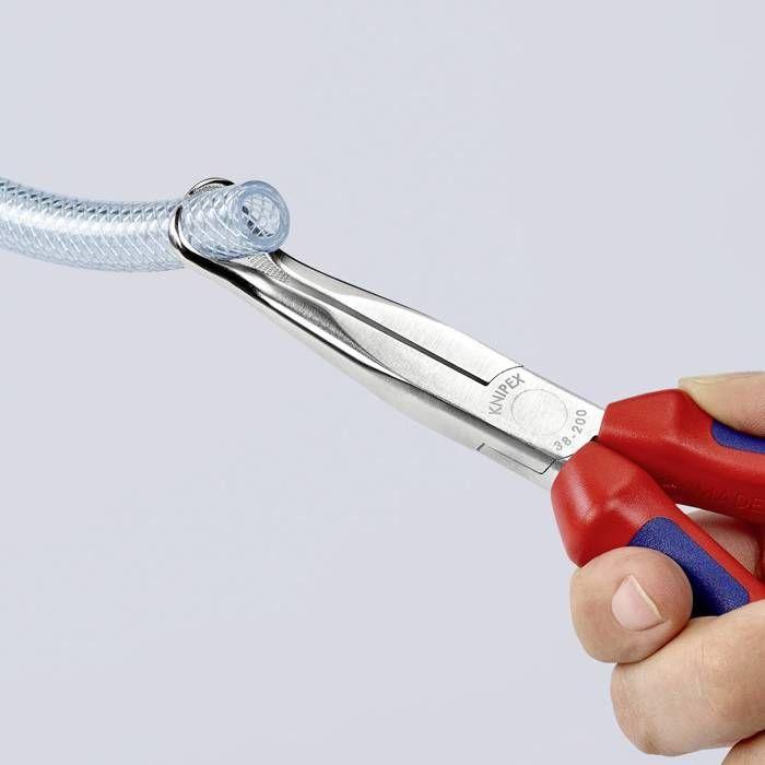 Knipex 38 95 200 pour l'électronique et la mécanique de précision Pince plate à becs ronds coudée à 45° Acier électriqu