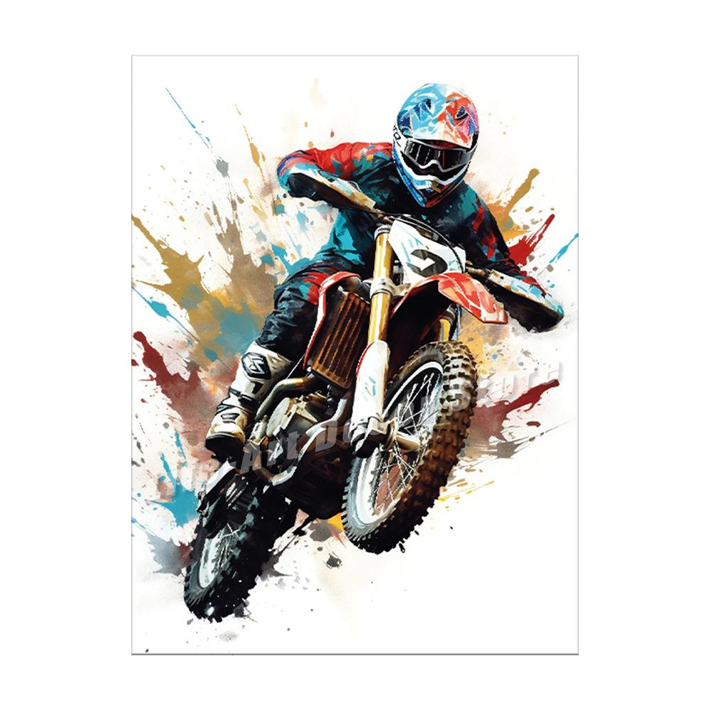 Watercolour Dirt Bike Motocross Posters Prints Canvas Painting Motorcycle Motorbike Wall Picture for Room Home Decor Biker Gift