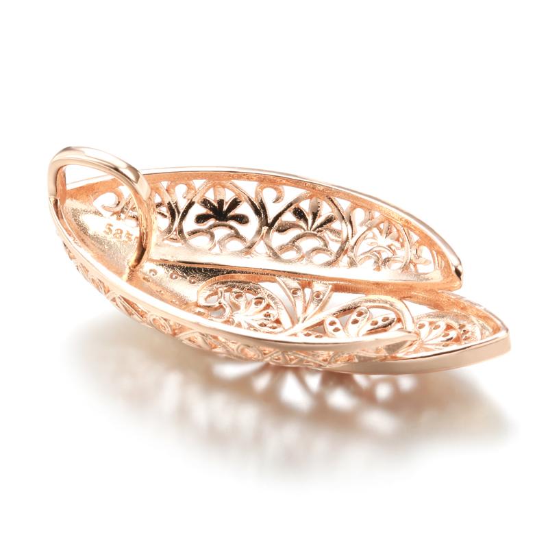 Unusual Hyperbole Hollow Flower Big Pendant For Women Fashion  Rose Gold Color Natural Zircon Necklaces Vintage Jewelry