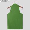 INCERUN Men Zip-up Mockneck Sleeveless Solid Color Summer Casual Tank Tops