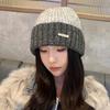Women's Wool Hat with Autumn and Winter Versatile Big Head Wool Knitted Hat Showing Face Small Loose Thickened Warm Ear Protection Cold Hat