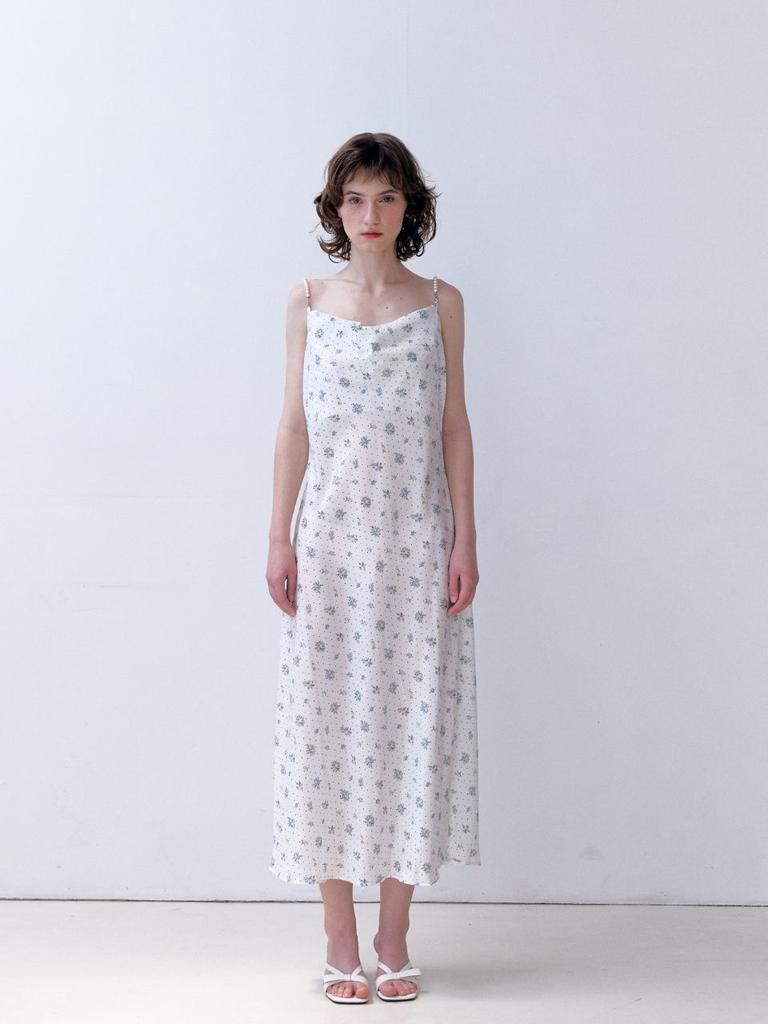 Fabric Seoul Pearl Strap Flower Slip Dress