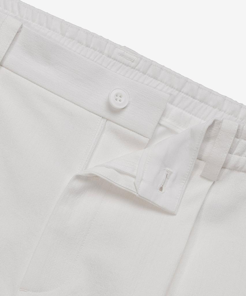 MINDBRIDGE White One-Pleat Relaxed Fit Linen-Like Elastic Pants