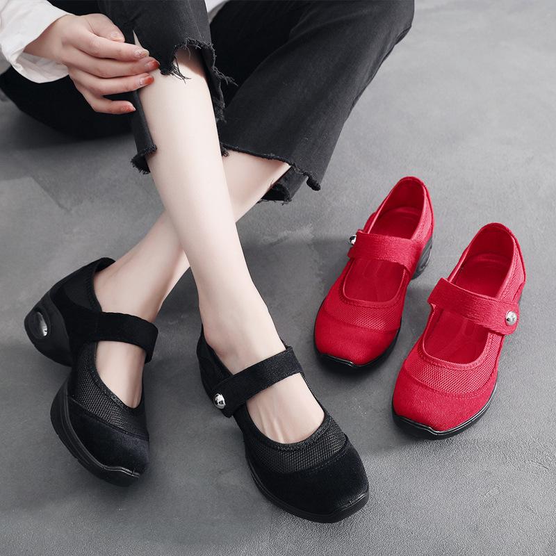 Old Beijing cloth shoes mesh non-slip soft sole air cushion casual dance shoes sports women's shoes running shoes square dance shoes