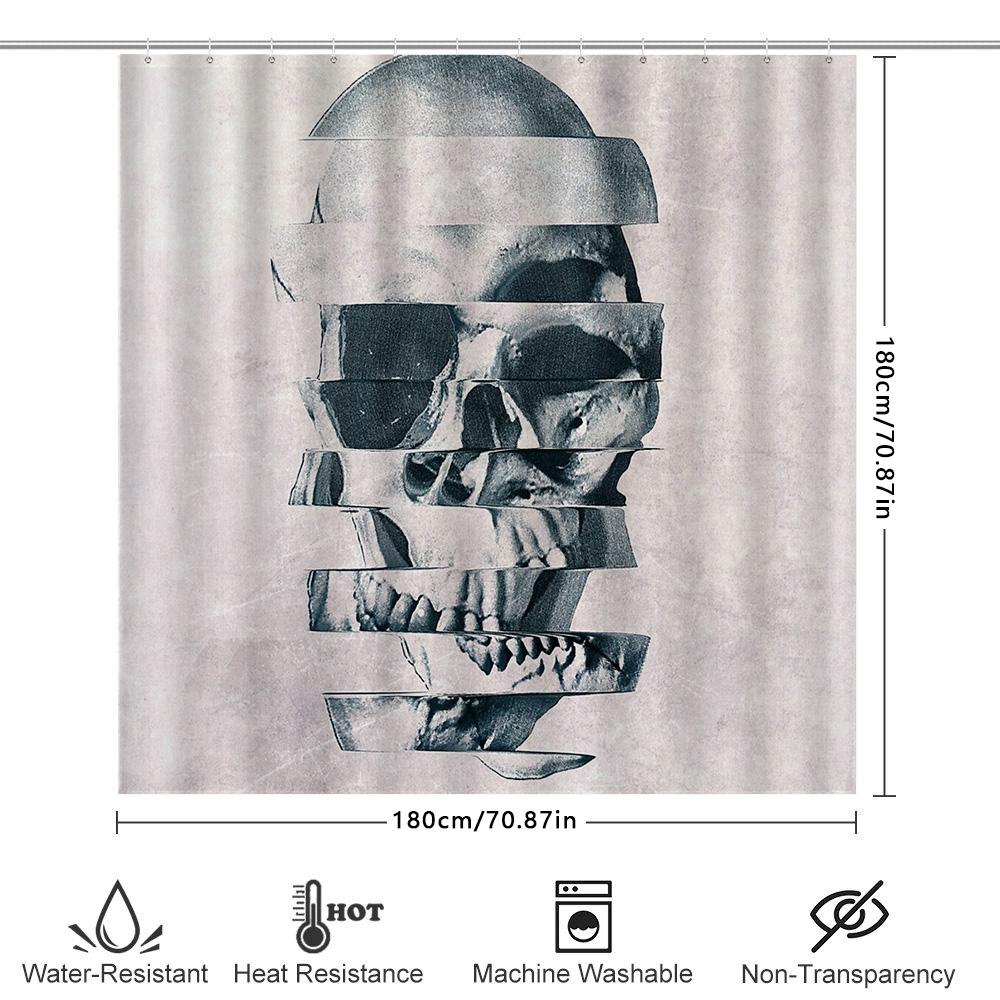 Gothic Skull Shower Curtain Dark Halloween Decor Spooky Home Decor Horror Bathroom Set Vintage Black White Art Tapestry Wall Han