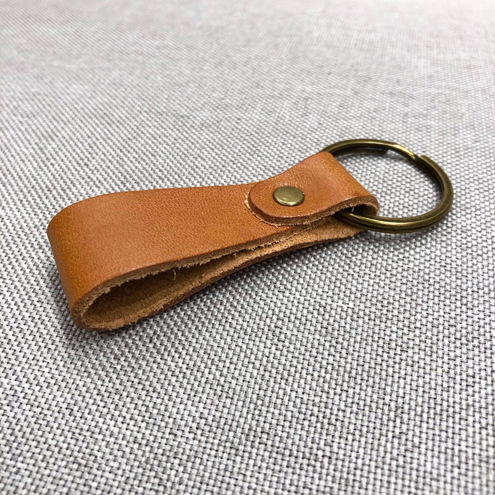 

Брелок для ключей ручной работы из коровьей кожи, шнурок для ключей, шнурки для ключей в стиле ретро Crazy Horse, кожаный телефонный брелок, универсальный одинарный круг оранжевый