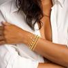 Yoosteel Gold Beaded Bracelets for Women Teen Girls, Gold Plated Jewelry | Gold Stackable Stretch Bracelets, Dainty Round Beaded Pearl Cross Bracelet