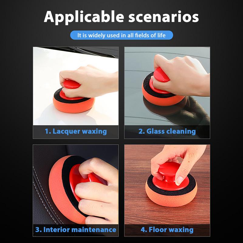 5pcs Set Car Wash Wax Polish Pad Auto Wax Applicator Pad With Handle Sponge Applicators Foam Wax Pad Car Detailing Supplies