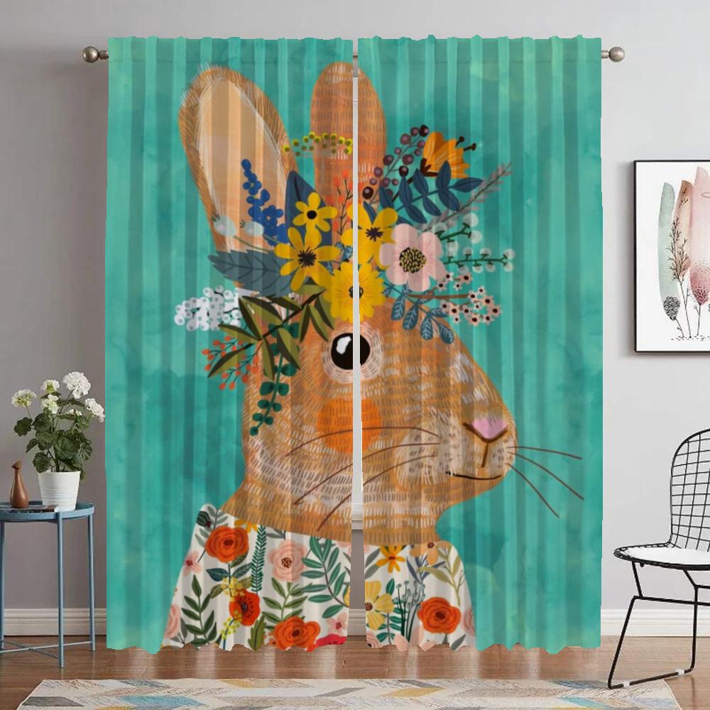 

Animal Curtains for Bedroom Window Curtain for Room 2 Panel Home Interior Curtains Partition Shades Halloween Decoration Living W60xH90cmx2pcs-CL