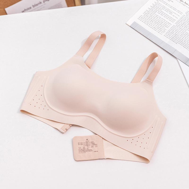 Skinny Big U-neck Underwear Women's Breathable Summer Thin Anti-sagging Non-marking Fixed Cup Sports Vest Integrated Bra Cover
