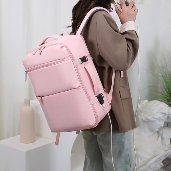 Expandable Travel Backpack Women Men Laptop Backpack with USB Charging Port Airline Approved Backpack with Anti-Theft Pocket Shoe Compartment