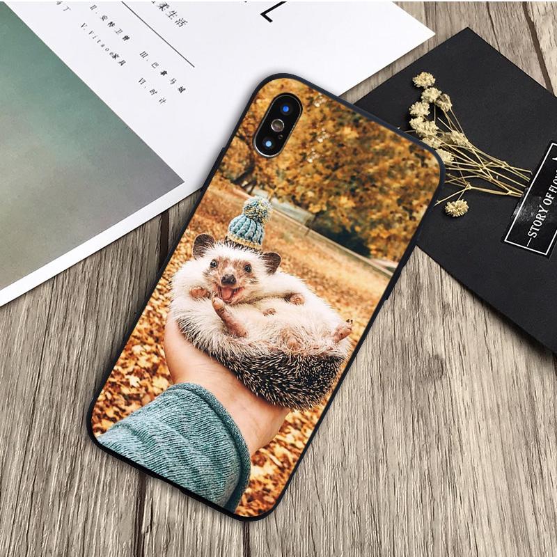 Hedgehog schwarz Silikon Telefon Fall Für iPhone 12 XR XS Max 5 5S SE 2020 6 6S 7 8 PLUS X 11Pro Max11 Abdeckung Shell