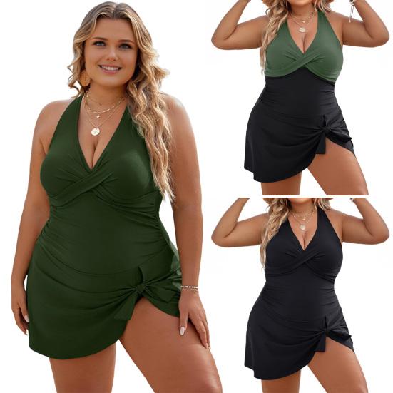 Jednodílné plavky Halter Bez zad Vysoký pas Nastavitelná ramínka Vyjímatelné vycpávky Monokini Patchwork Barva Plavky