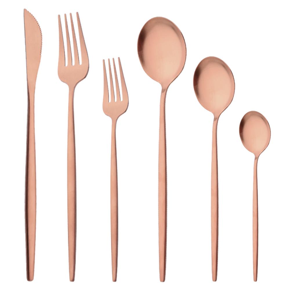6Pcs Black Matte Flatware Cutlery Set Stainless Steel Dinnerware Set Dessert Fork Spoon Silverware Set Kitchen Party Tableware