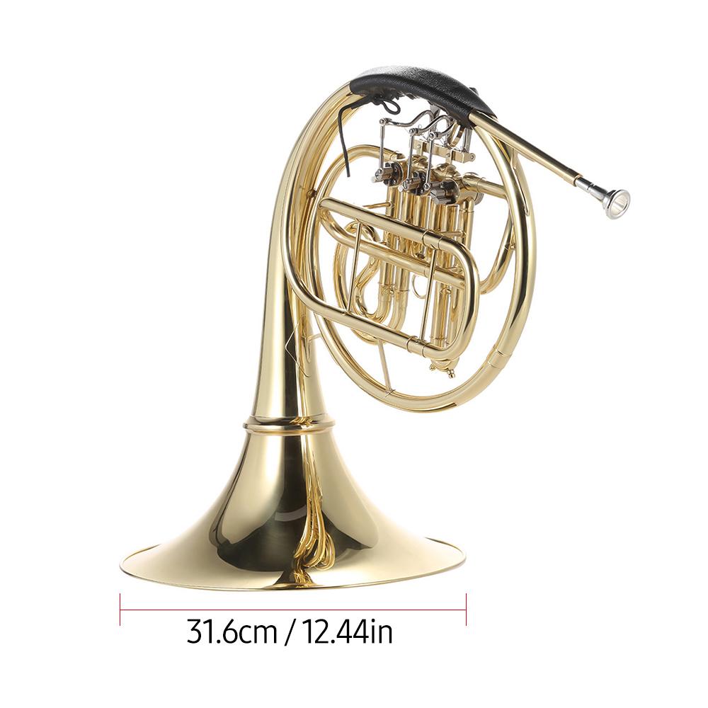 Bb Single French Horn 3 Key Brass Gold Lacquer Single-Row Split French Horn Wind Instrument with