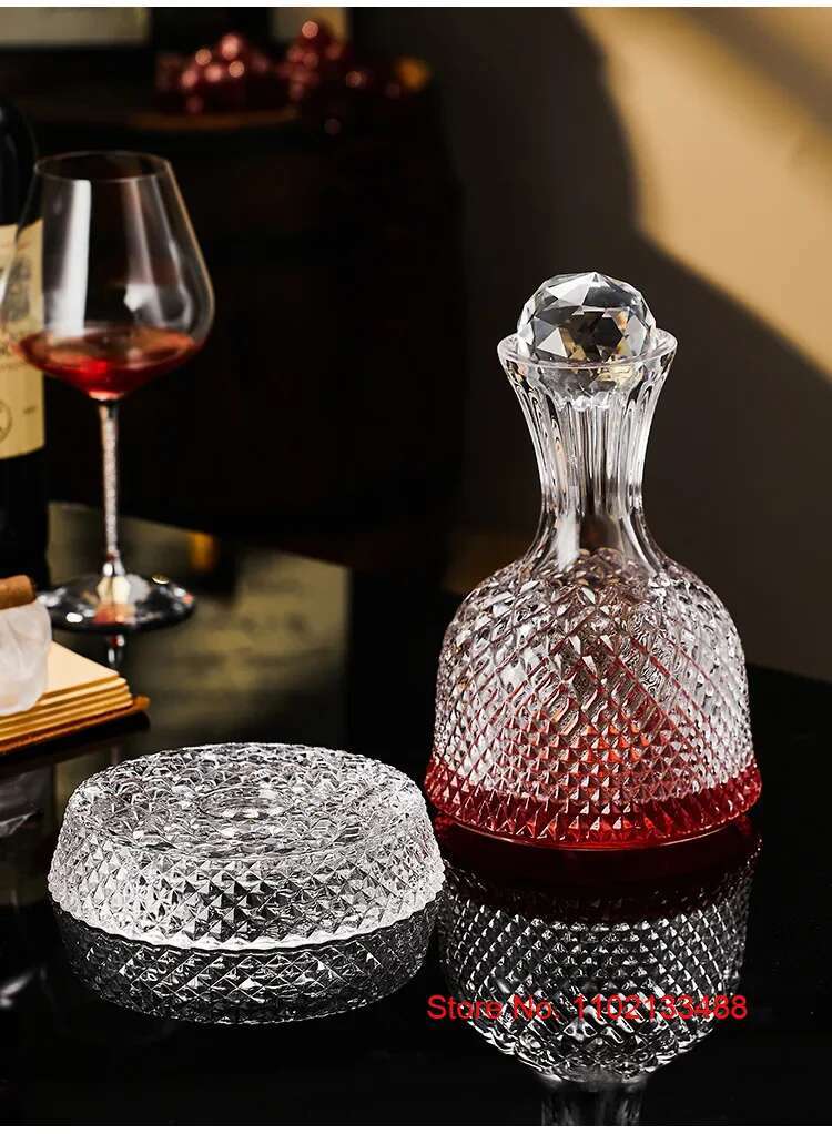 1500ml Crystal Wine Decanter Creative Rotatable Gyro Wine Set Glassware European Luxury High-capacity Bordeaux Aerator Wine Gift