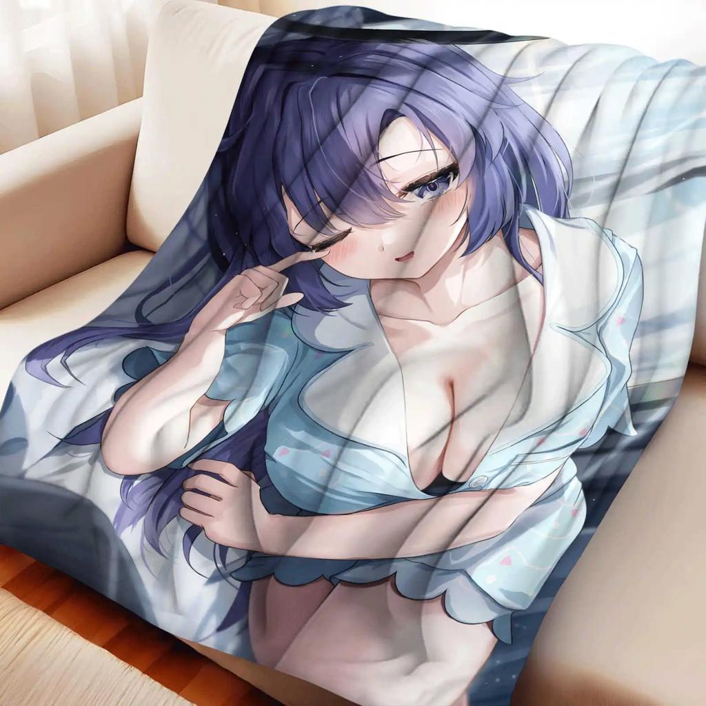Cartoon Blue Archive Hayase Yuka Flannel Blanket Warm Soft Anime Nap Blanket Multifunctional Decor Universal Blankets