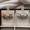 Three-Dimensional Full Pearl Flower Stud Earrings French Retro Light Luxury High Temperament Versatile Elegant Earrings