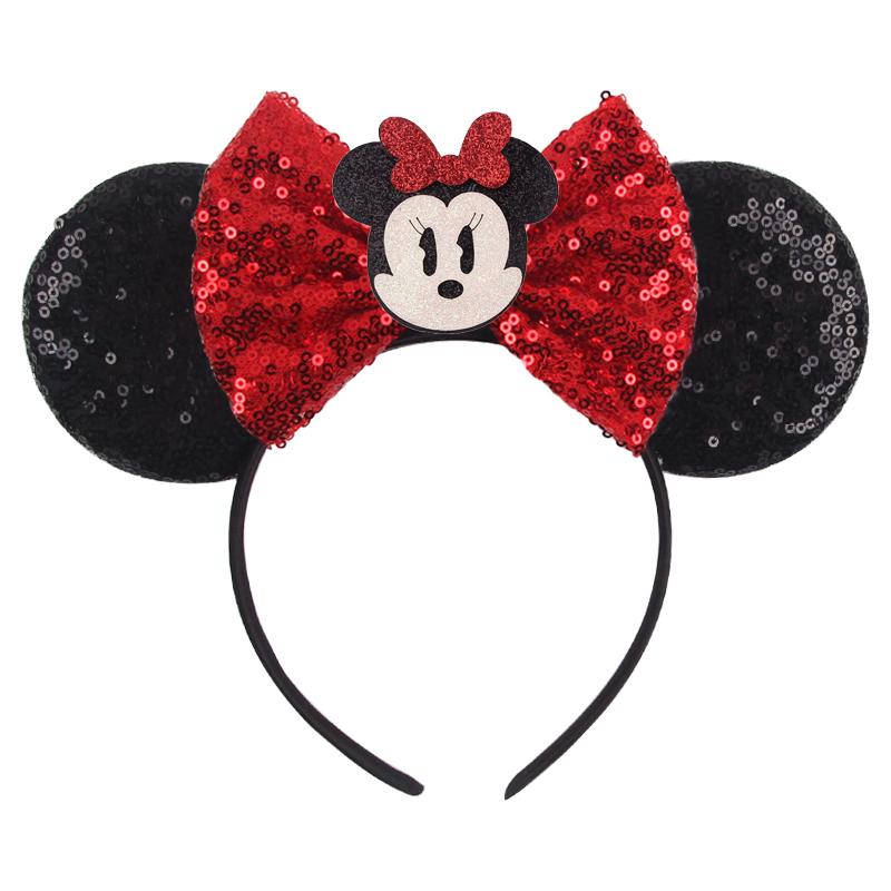 Trip Mickey Ears Headband For Girls Women Sequin Castle 5"Bow Hairband Festival Party Cosplay DIY Hair Accessories