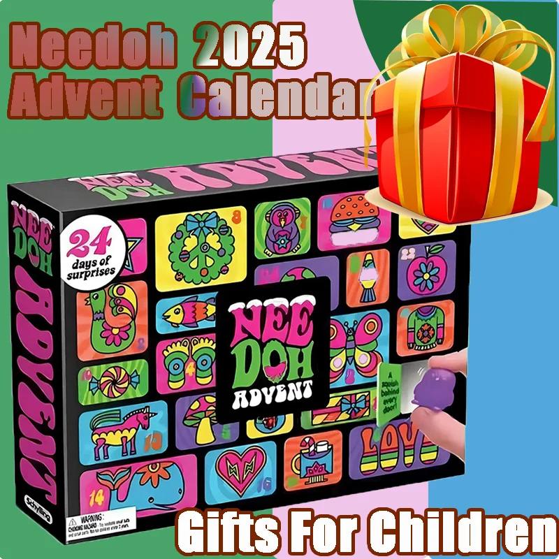 3D Christmas Advent Calendar 2025-24 Days of Sensory Surprises - Squishy Toys with Fun Shapes and Textures 24 Doh Toys In One Calendar